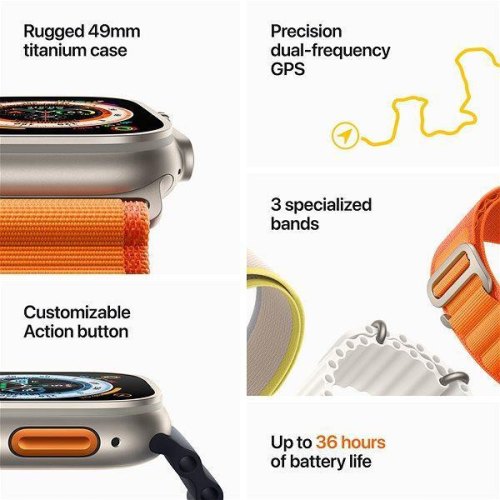 Смарт годинник Apple Watch Ultra 49mm Titanium Case with Starlight Alpine Loop - Small (MQEY3/MQFQ3) **