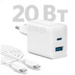 Мережевий зарядний пристрій ANKER PowerPort 312 - 20W USB-C & USB-A + USB-C cable White