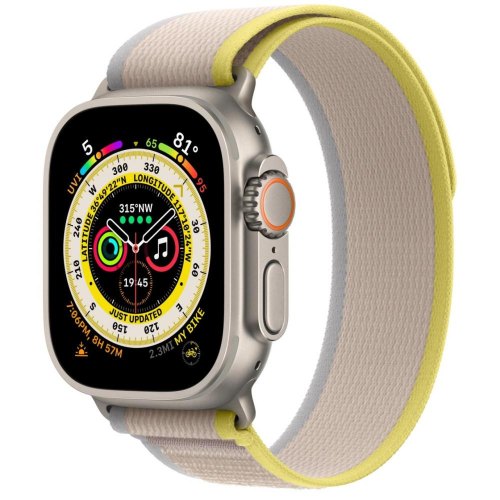 Apple Watch Ultra GPS + Cellular 49mm Titanium Case with Yellow/Beige Trail Loop - M/L **