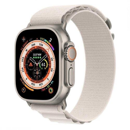 Apple Watch Ultra GPS + Cellular 49mm Titanium Case with Starlight Alpine Loop - Medium **