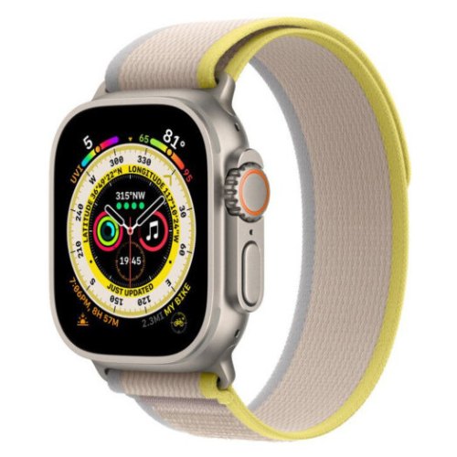 Apple Watch Ultra GPS + Cellular 49mm Titanium Case with Yellow/Beige Trail Loop - S/M **