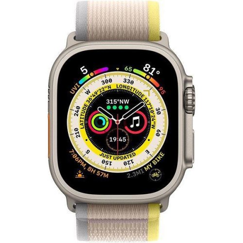 Apple Watch Ultra GPS + Cellular 49mm Titanium Case with Yellow/Beige Trail Loop - S/M **