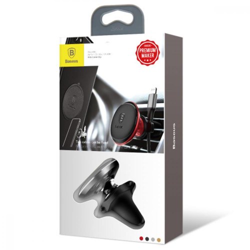 Автомобільне кріплення для смартфона Baseus Magnetic Air Vent Car Mount With Cable Clip, Black