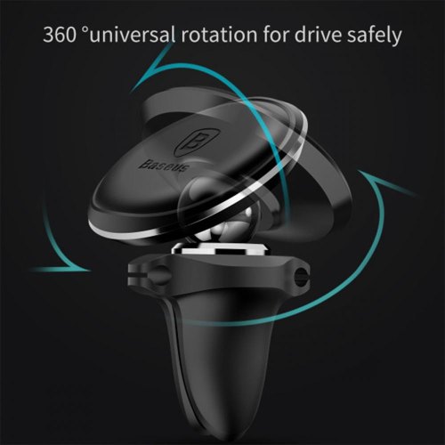 Автомобільне кріплення для смартфона Baseus Magnetic Air Vent Car Mount With Cable Clip, Black
