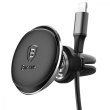 Автомобільне кріплення для смартфона Baseus Magnetic Air Vent Car Mount With Cable Clip, Black