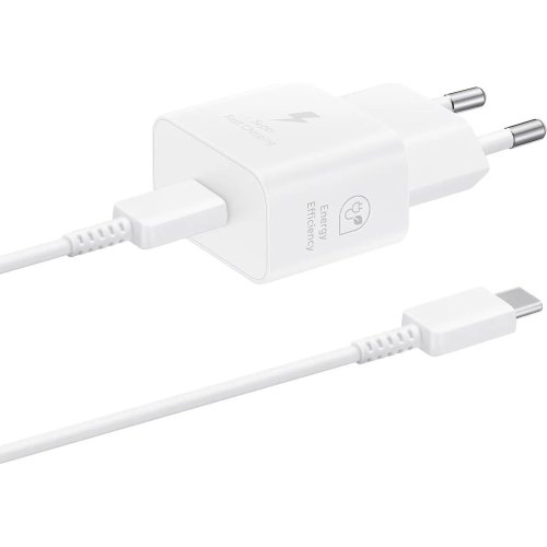 Мережевий зарядний пристрiй Samsung EP-T2510XWEGEU 25W Travel Adapter + Power Delivery (Type-C + Type-C cable), White