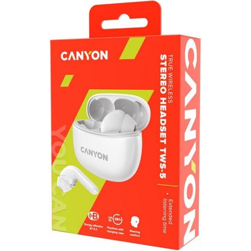 Навушники бездротові Canyon TWS-5 White (CNS-TWS5W)