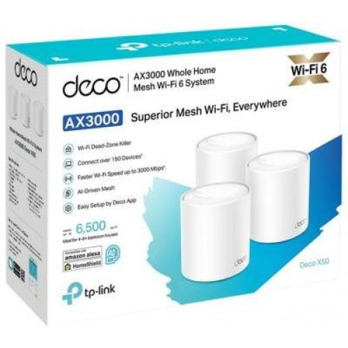 Домашня Mesh Wi-Fi система Tp-Link Deco X50(3-pack) (AX3000 Wi-Fi6, 3xGE WAN/LAN, 2x2 MU-MIMO, OFDMA)