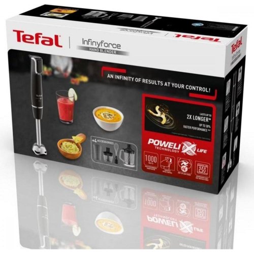 Блендер занурюваний Tefal Infiny Force, 1000Вт, чаша 800мл, чопер 1л, чорний (HB94L830)