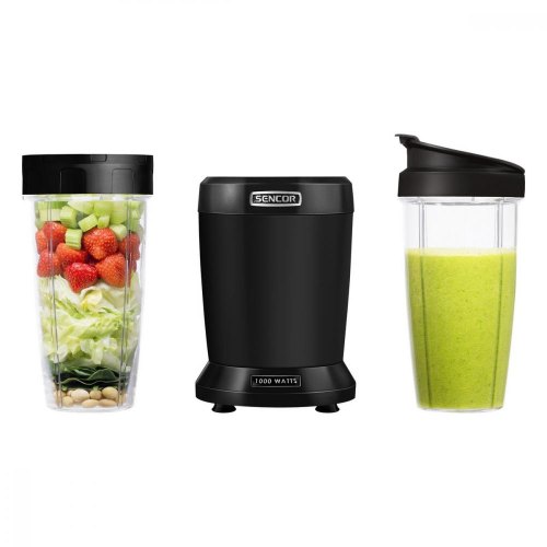Блендер для смузі Sencor стаціонарний 1000Вт, 2 ємності, чаша-1000мл, тритан, чорний
