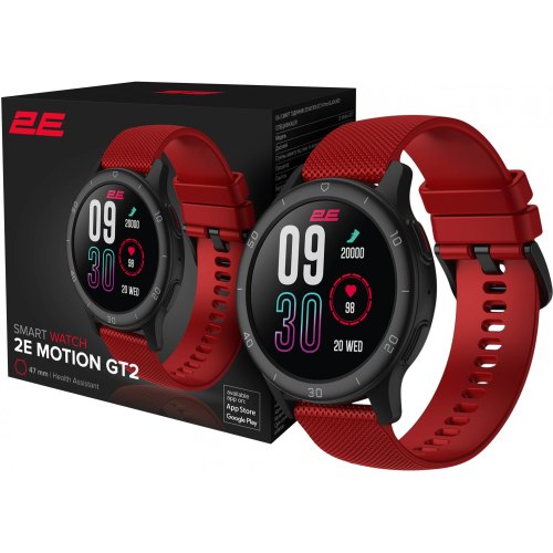 Смарт годинник 2E Motion GT2 47mm, Black-Red