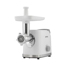 М'ясорубка Gorenje, 1800Вт, 2.1кг/хв, 2 решітки, насадка для ковбас, кеббе, томатів, 3 терки, пластик/метал, білий