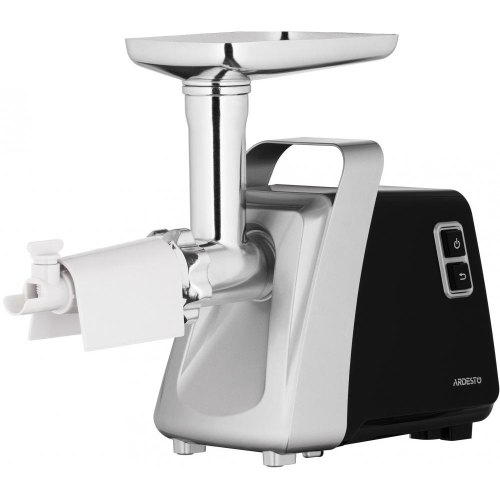 М'ясорубка Ardesto, 2100Вт, 2кг/хв, 3 решітки, насадка для ковбас, кеббе, томатів, 3 терки, бургер-прес, пластик, чорно-срібний