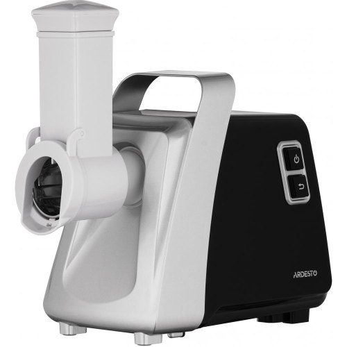 М'ясорубка Ardesto, 2100Вт, 2кг/хв, 3 решітки, насадка для ковбас, кеббе, томатів, 3 терки, бургер-прес, пластик, чорно-срібний