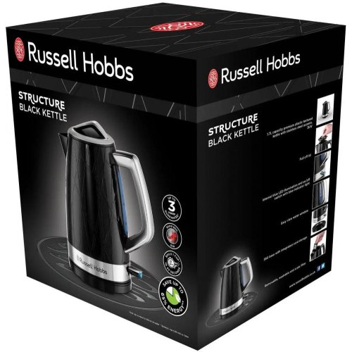 Електрочайник Russell Hobbs Structure 1.7л, пластик, чорно-сріблястий