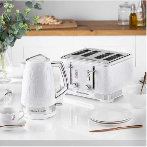 Електрочайник Russell Hobbs Structure, 1.7л, пластик, підсвічування, біло-сріблястий