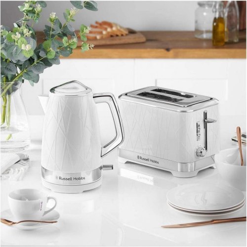 Електрочайник Russell Hobbs Structure, 1.7л, пластик, підсвічування, біло-сріблястий