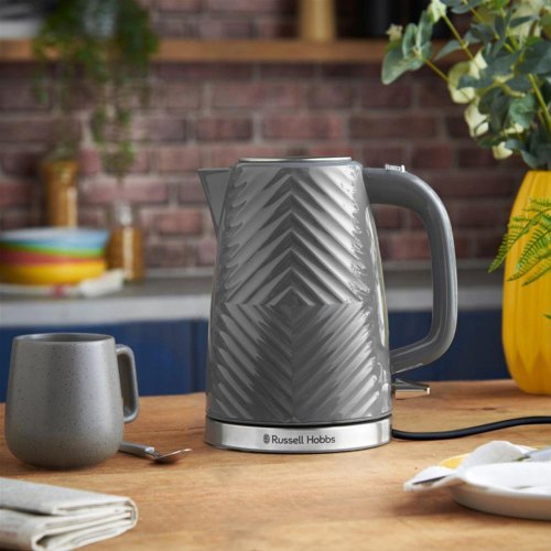 Електрочайник Russell Hobbs Groove Grey 1.7л, Strix, пластик, сірий