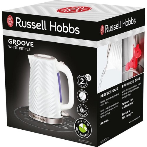 Електрочайник Russell Hobbs Groove White 1.7л, Strix, пластик, білий