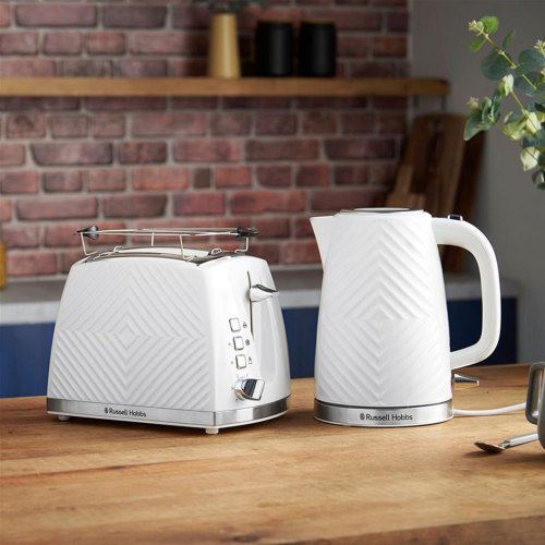 Електрочайник Russell Hobbs Groove White 1.7л, Strix, пластик, білий