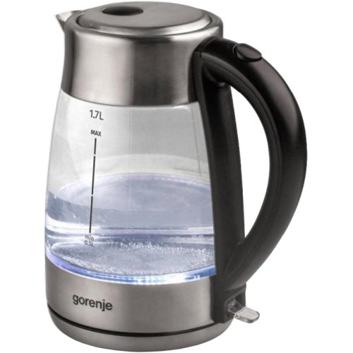 Електрочайник Gorenje 1.7л, скло/нерж, чорний