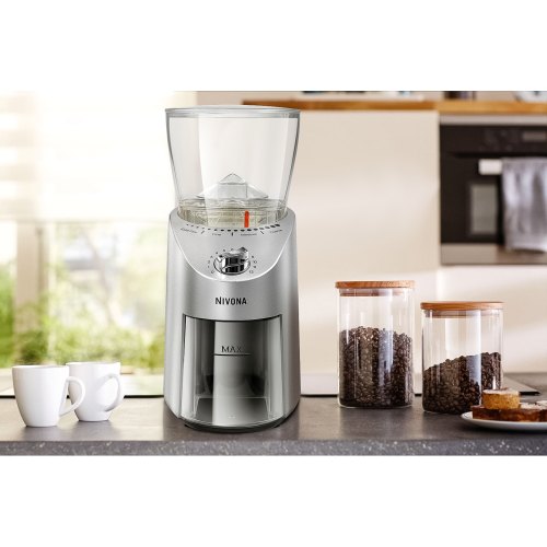 Кавомолка Nivona жорнова 100Вт, об'єм зерен-200г, регул.ступеню помолу, пластик, сріблястий