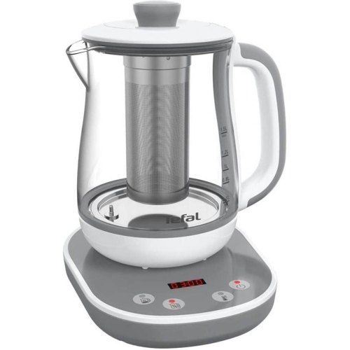 Електрочайник Tefal Tastea tea maker 1.5л, скло, заварник, біло-сірий