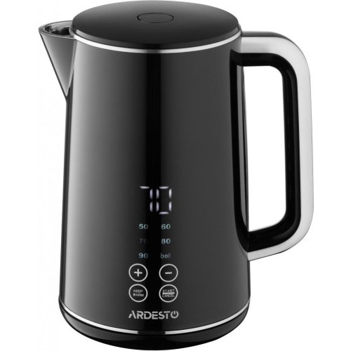 Електрочайник Ardesto Elegance, 1.7л, LED дисплей, подвійні стінки, Otter, чорний глянець