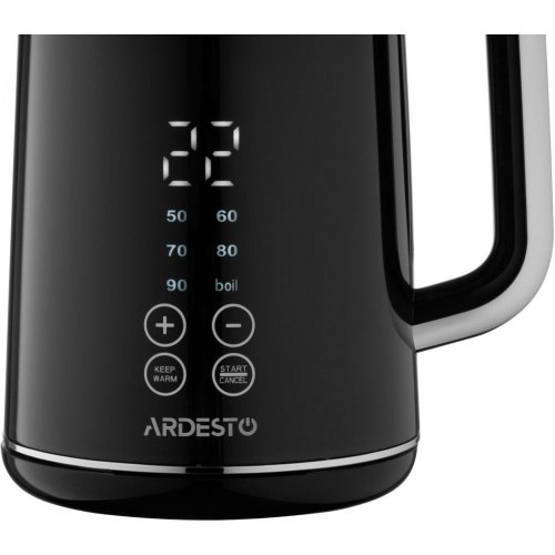 Електрочайник Ardesto Elegance, 1.7л, LED дисплей, подвійні стінки, Otter, чорний глянець