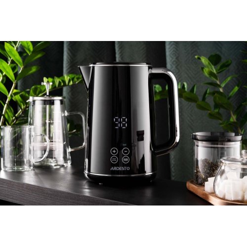 Електрочайник Ardesto Elegance, 1.7л, LED дисплей, подвійні стінки, Otter, чорний глянець