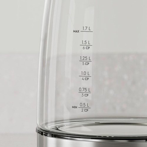 Електрочайник Electrolux 1.7л, Strix, скло, сріблясто-чорний