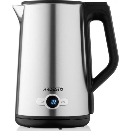 Електрочайник Ardesto Steel Collection 1.7л, Strix, LED дисплей, подвійні стінки, сріблястий