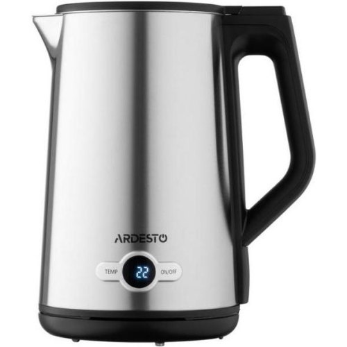 Електрочайник Ardesto Steel Collection 1.7л, Strix, LED дисплей, подвійні стінки, сріблястий
