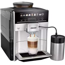 Кавомашина Siemens, 1.7л, зерно/мелена, автоматичний капучинатор, LED-дисплей, 8 авторецептів, чорно-срібна (TE653M11RW)