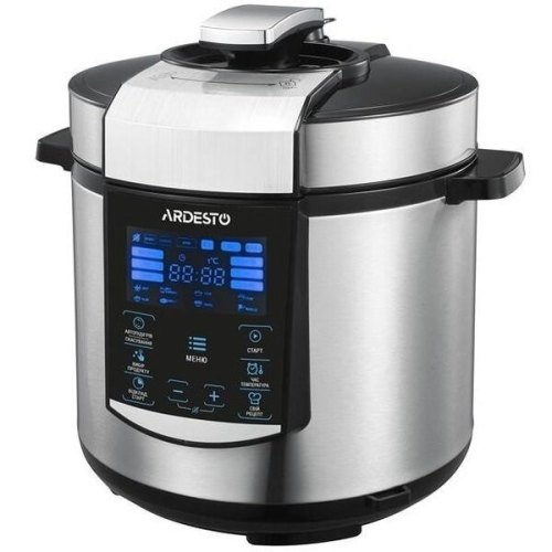 Мультиварка-скороварка Ardesto, 900Вт, чаша-6л, електронне керув., книга рецептів, метал/пластик, сірий