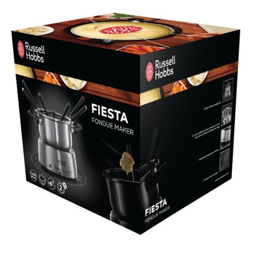 Електричне фондю Russell Hobbs Fiesta, ємність 2л, 1200Вт, 6 виделок в комплекті, нерж. сталь, сірий