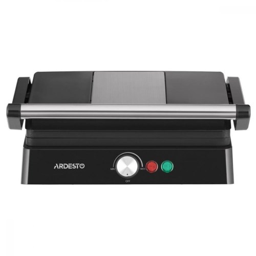 Гриль Ardesto прижимний 1800Вт, розкриття на 180°, чорно-сріблястий