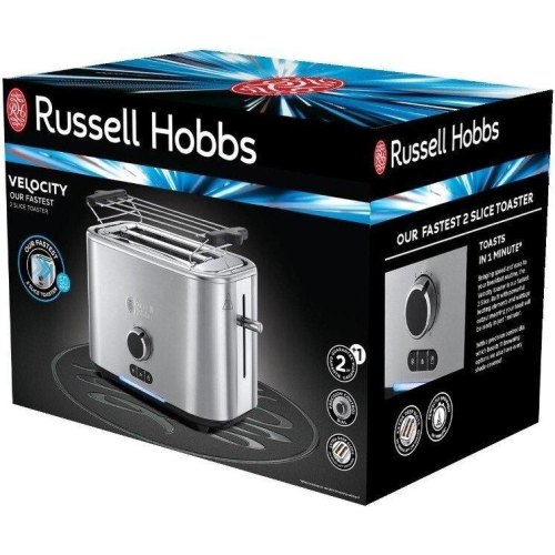 Тостер Russell Hobbs Welocity 2400Вт, піддон для крихт, підігрів, метал