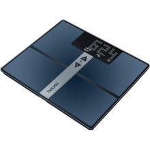 Ваги Beurer підлогові, 180кг, акумуляторні, підкл. до смартфону, сенс. керув., аналіз тіла, WiFi, USB-C, скло, темно-синій
