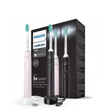 Щітка зубна електр. Philips, Sonicare 3100 series, набір , 31т. колив/хв, насадок-1, 2 шт в наборі, рожевий, чорний