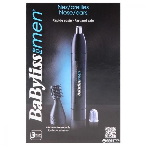 Тример Babyliss, для носа, батарейки АА, в компл., насадок-1, чорний