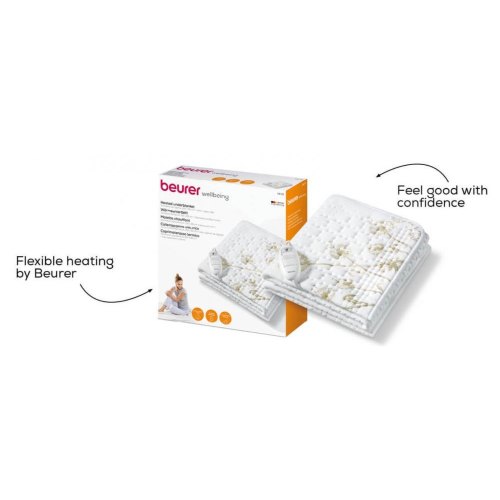 Електропростирадло Beurer, від мережі, 150х80см, 60Вт, 3 режими, бавовна, фліс, білий