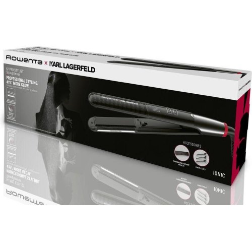 Випрямляч Rowenta x Karl Lagerfeld K/Pro Stylist Straightener, 140-210С, дисплей, іонізація, кейс, кераміка, чорний