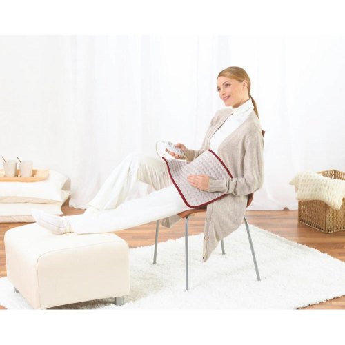 Електрогрілка Beurer, від мережі, 33х44см, 100Вт, 3 режими, авт. вимкн. через 90хв, мікроволокно, біло-червоний