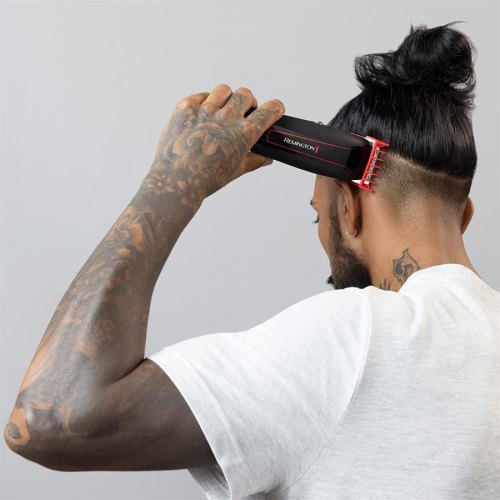 Машинка для стрижки Remington Easy Fade Pro, мережа+акум., роторний мотор, насадок-19, кейс, аксесуари в компл., червоно-чорний