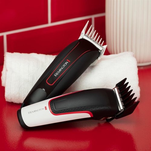 Машинка для стрижки Remington Easy Fade Pro, мережа+акум., роторний мотор, насадок-19, кейс, аксесуари в компл., червоно-чорний