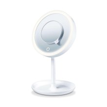 Дзеркало косметичне Beurer настільне, діаметр-17см, сенсорне керув., ААx3 в комплекті, підсвічування, білий