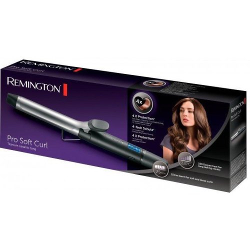 Плойка Remington Pro Soft Curl, 46Вт, темп.режимів-9, D-25mm, 130-220С, дисплей, кераміка, чорний