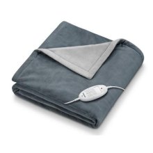 Електроковдра Beurer, від мережі, 180х130см, 100Вт, 6 режимів, фліс, темно-сірий