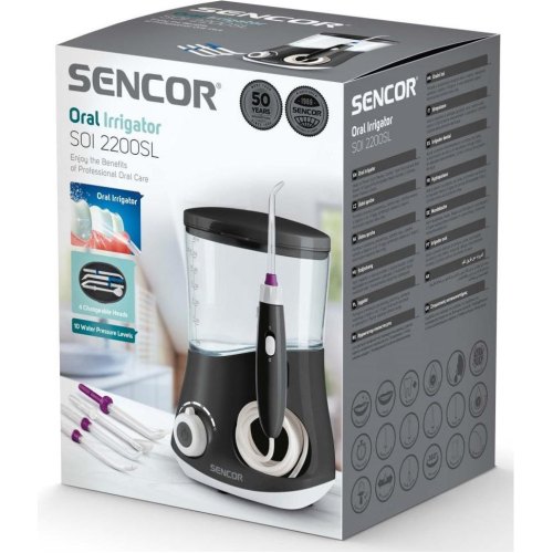 Іригатор Sencor стаціонарний, чаша 600 мл, від мережі , 4 насадки, чорний